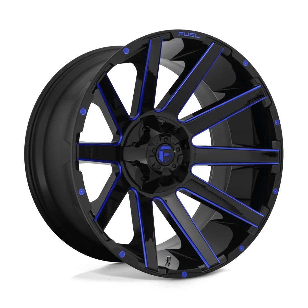 Fuel 1PC D644 CONTRA 24x14 -75 8x180/8x7.1 GLOSS BLACK BLUE TINTED CLEAR