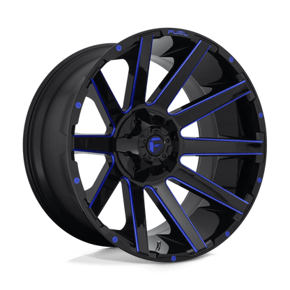 Fuel 1PC D644 CONTRA 24x14 -75 8x180/8x7.1 GLOSS BLACK BLUE TINTED CLEAR