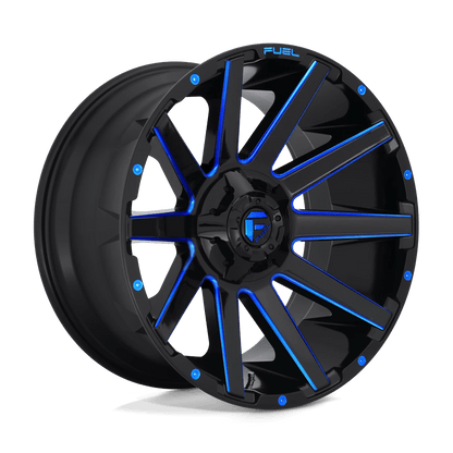 Fuel 1PC D644 CONTRA 24x12 -44 8x180/8x7.1 GLOSS BLACK BLUE TINTED CLEAR