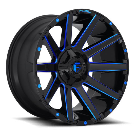 Fuel 1PC D644 CONTRA 20x10 -18 5x114.3/5x127/5x4.5/5.0 GLOSS BLACK BLUE TINTED CLEAR