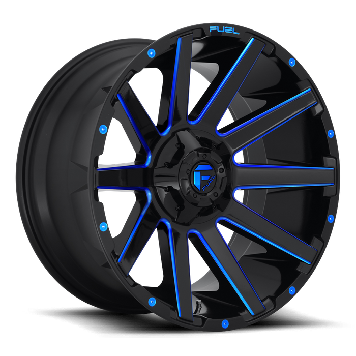 Fuel 1PC D644 CONTRA 20x9 1 8x165.1/8x6.5 GLOSS BLACK BLUE TINTED CLEAR