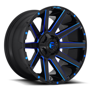 Fuel 1PC D644 CONTRA 20x9 20 8x165.1/8x6.5 GLOSS BLACK BLUE TINTED CLEAR
