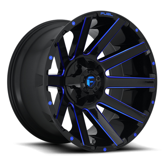 Fuel 1PC D644 CONTRA 22x12 -44 8x165.1/8x6.5 GLOSS BLACK BLUE TINTED CLEAR