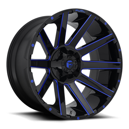 Fuel 1PC D644 CONTRA 24x12 -44 6x135/6x139.7/6x135/5.5 GLOSS BLACK BLUE TINTED CLEAR