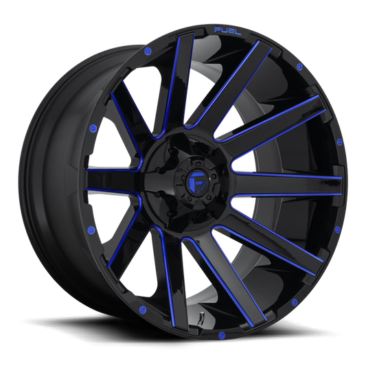Fuel 1PC D644 CONTRA 24x12 -44 6x135/6x139.7/6x135/5.5 GLOSS BLACK BLUE TINTED CLEAR