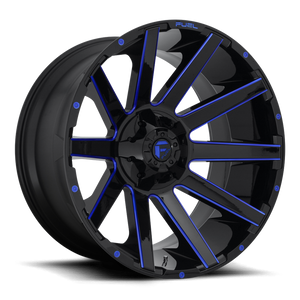 Fuel 1PC D644 CONTRA 24x14 -75 8x165.1/8x6.5 GLOSS BLACK BLUE TINTED CLEAR