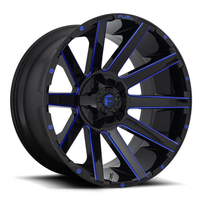 Fuel 1PC D644 CONTRA 24x12 -44 5x127/5x139.7/5x5.0/5.5 GLOSS BLACK BLUE TINTED CLEAR