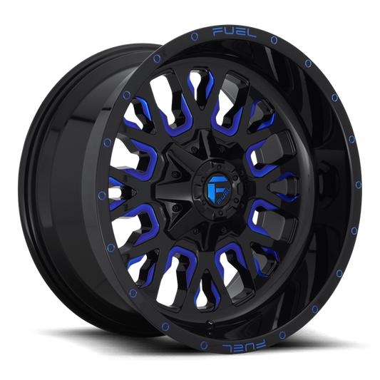 Fuel 1PC D645 STROKE 20x10 -18 8x180/8x7.1 GLOSS BLACK BLUE TINTED CLEAR