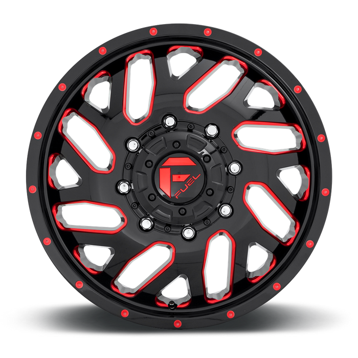 Fuel 1PC D656 TRITON 20X8.25 105 8X165.1/8X6.5 GLOSS BLACK RED TINTED CLEAR