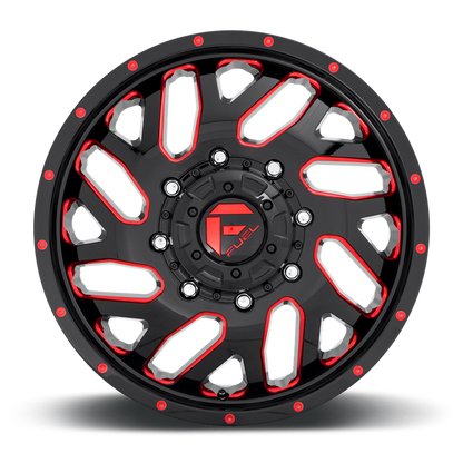 Fuel 1PC D656 TRITON 20X8.25 105 8X165.1/8X6.5 GLOSS BLACK RED TINTED CLEAR