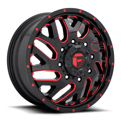 Fuel 1PC D656 TRITON 20X8.25 105 8X165.1/8X6.5 GLOSS BLACK RED TINTED CLEAR