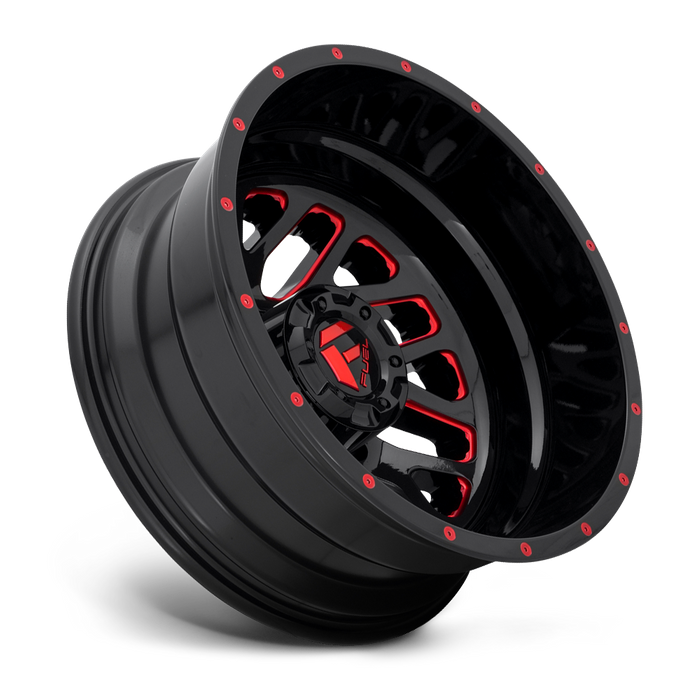 Fuel 1PC D656 TRITON 20X8.25 -201 8X200/8X200 GLOSS BLACK RED TINTED CLEAR