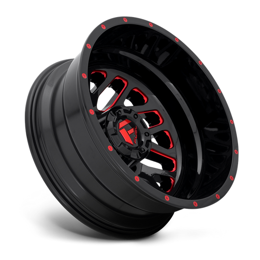 Fuel 1PC D656 TRITON 20X8.25 -201 8X200/8X200 GLOSS BLACK RED TINTED CLEAR