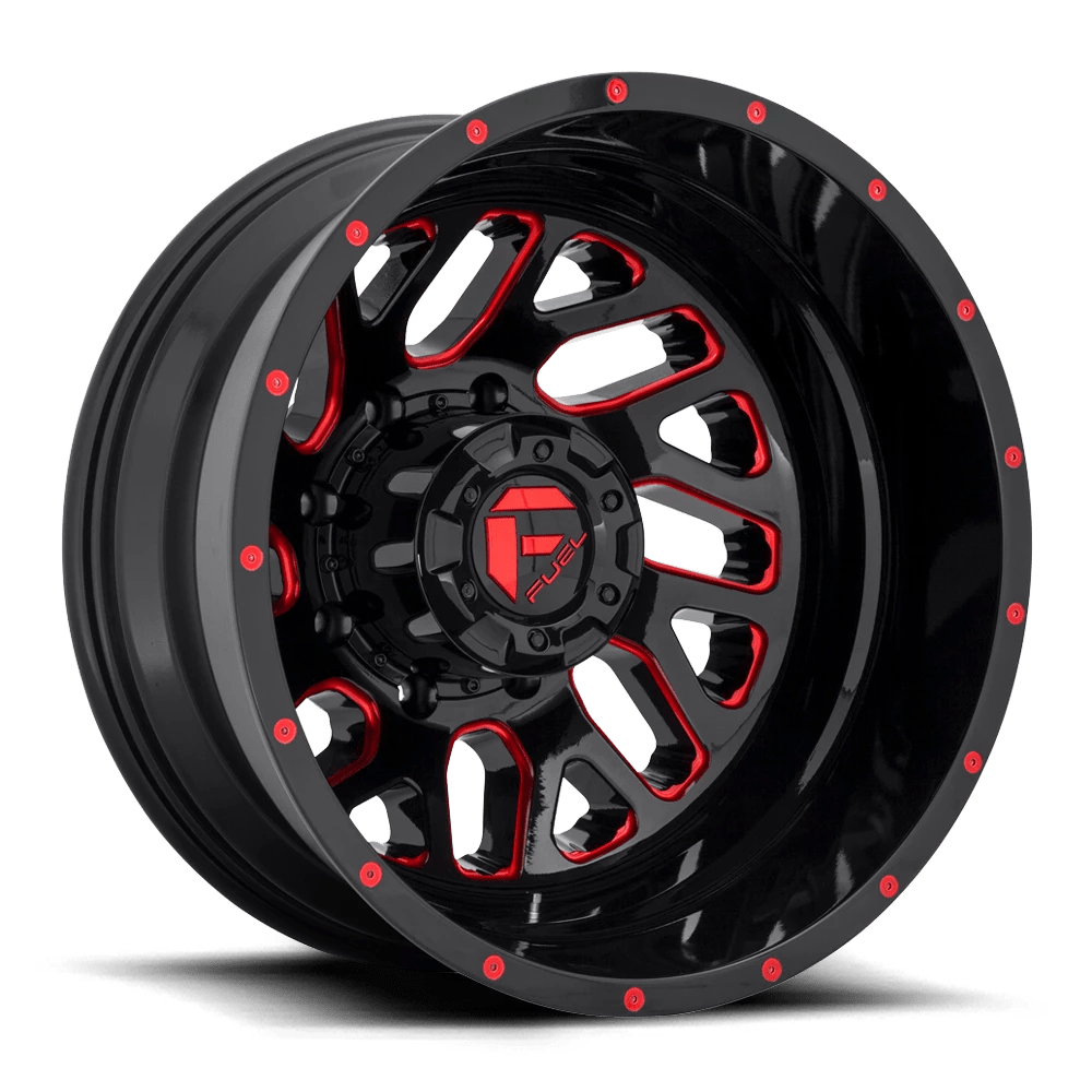 Fuel 1PC D656 TRITON 20X8.25 -240 8X165.1/8X6.5 GLOSS BLACK RED TINTED CLEAR