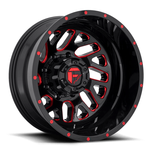 Fuel 1PC D656 TRITON 20X8.25 -240 8X165.1/8X6.5 GLOSS BLACK RED TINTED CLEAR