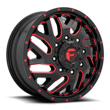 Fuel 1PC D656 TRITON 20X8.25 105 8X165.1/8X6.5 GLOSS BLACK RED TINTED CLEAR