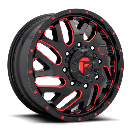 Fuel 1PC D656 TRITON 20X8.25 105 8X165.1/8X6.5 GLOSS BLACK RED TINTED CLEAR