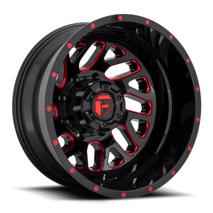 Fuel 1PC D656 TRITON 20X8.25 -240 8X165.1/8X6.5 GLOSS BLACK RED TINTED CLEAR