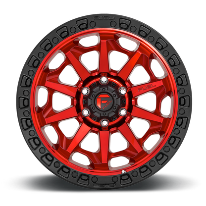 Fuel 1PC D695 COVERT 20x9 20 5x127/5x5.0 CANDY RED BLACK BEAD RING