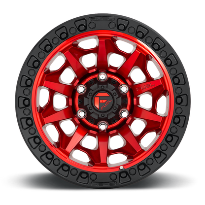 Fuel 1PC D695 COVERT 17x9 1 8x165.1/8x6.5 CANDY RED BLACK BEAD RING