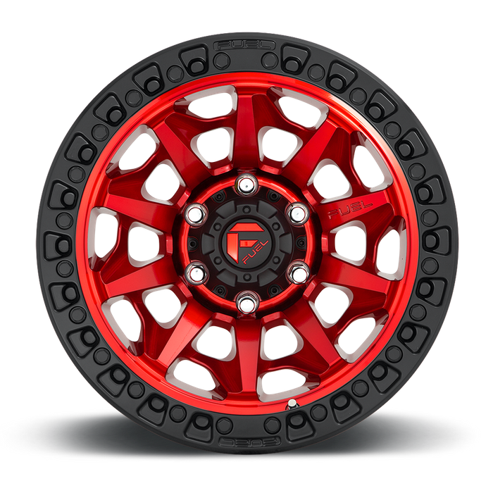 Fuel 1PC D695 COVERT 17x9 -12 6x135/6X5.3 CANDY RED BLACK BEAD RING