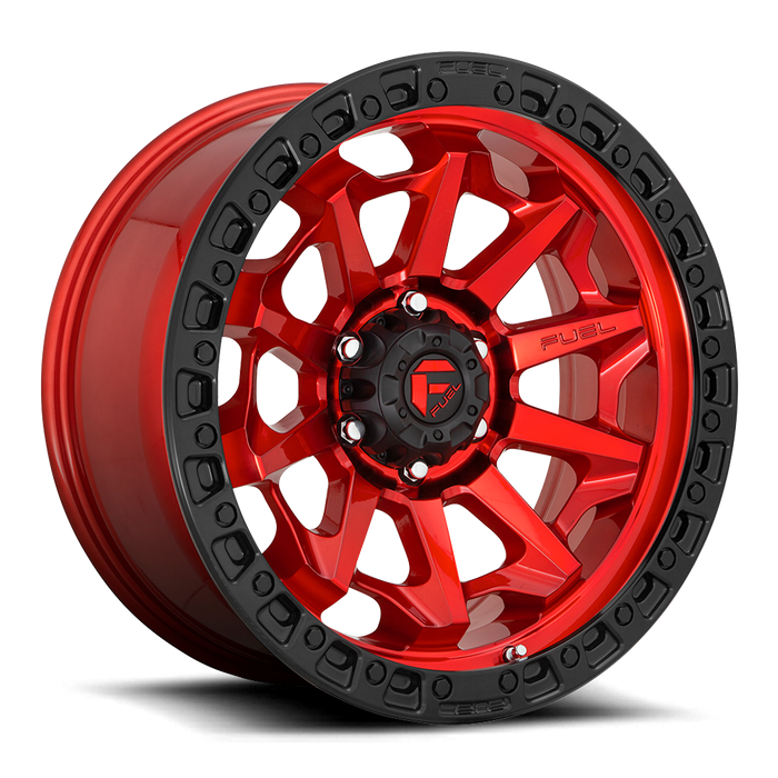 Fuel 1PC D695 COVERT 18x9 -12 5x127/5x5.0 CANDY RED BLACK BEAD RING