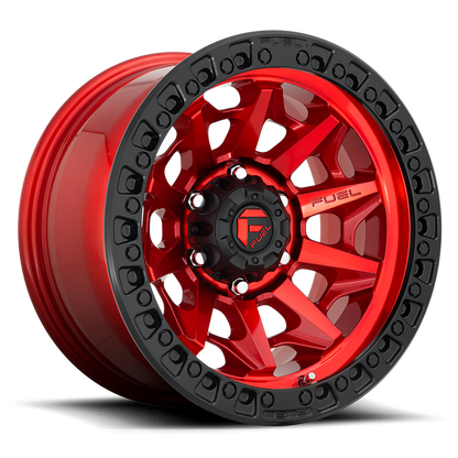 Fuel 1PC D695 COVERT 17x9 1 8x165.1/8x6.5 CANDY RED BLACK BEAD RING