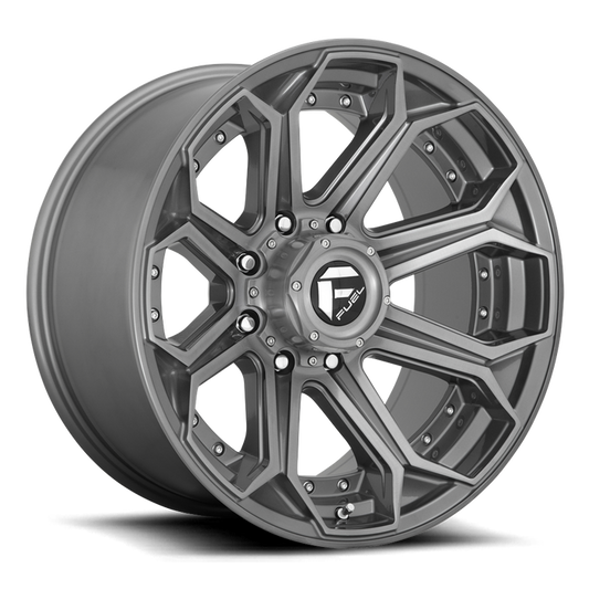Fuel 1PC D705 SIEGE 24X12 -44 5X127/5X5.0 BRUSHED GUN METAL TINTED CLEAR