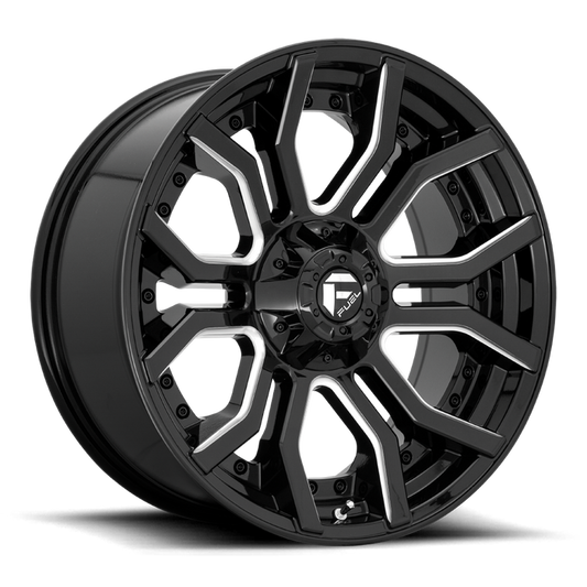 Fuel 1PC D711 RAGE 24X12 -44 8X170/8X6.7 GLOSS BLACK MILLED