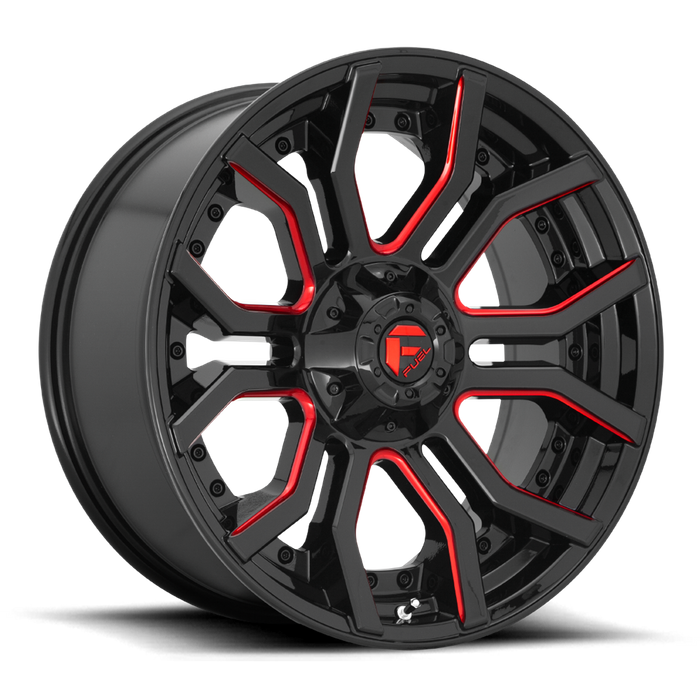 Fuel 1PC D712 RAGE 24X12 -44 8X170/8X6.7 GLOSS BLACK RED TINTED CLEAR