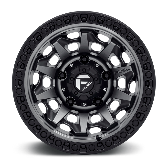 Fuel 1PC D716 COVERT 15X8 -19 6X139.7/6X5.5 Matte Gun Metal Black Bead Ring