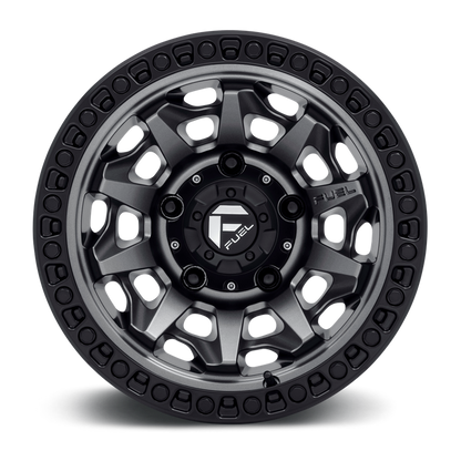 Fuel 1PC D716 COVERT 15X8 -19 6X139.7/6X5.5 Matte Gun Metal Black Bead Ring