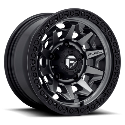 Fuel 1PC D716 COVERT 15X8 -19 6X139.7/6X5.5 Matte Gun Metal Black Bead Ring