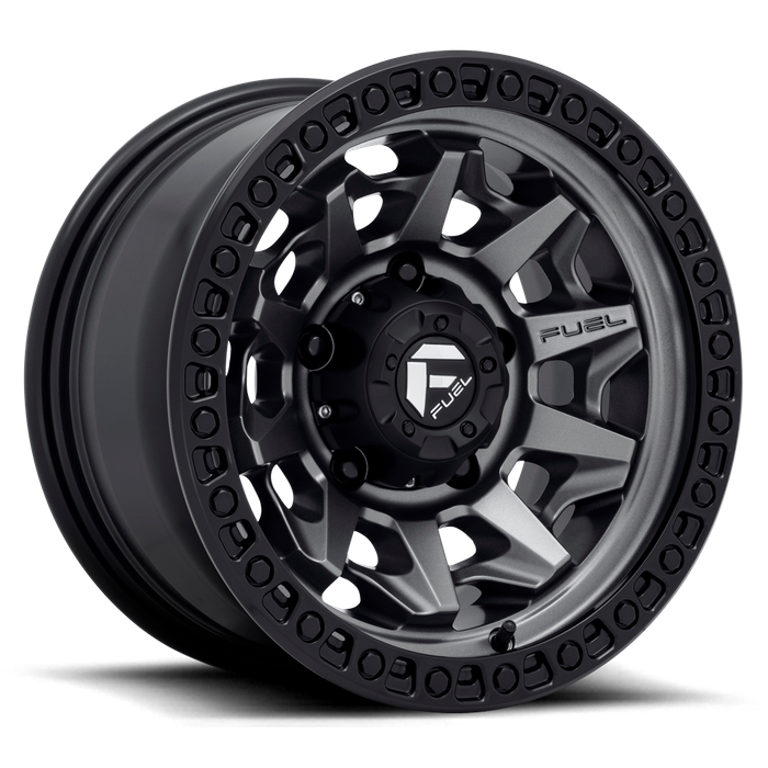 Fuel 1PC D716 COVERT 15X8 -19 5X114.3/5X4.5 Matte Gun Metal Black Bead Ring