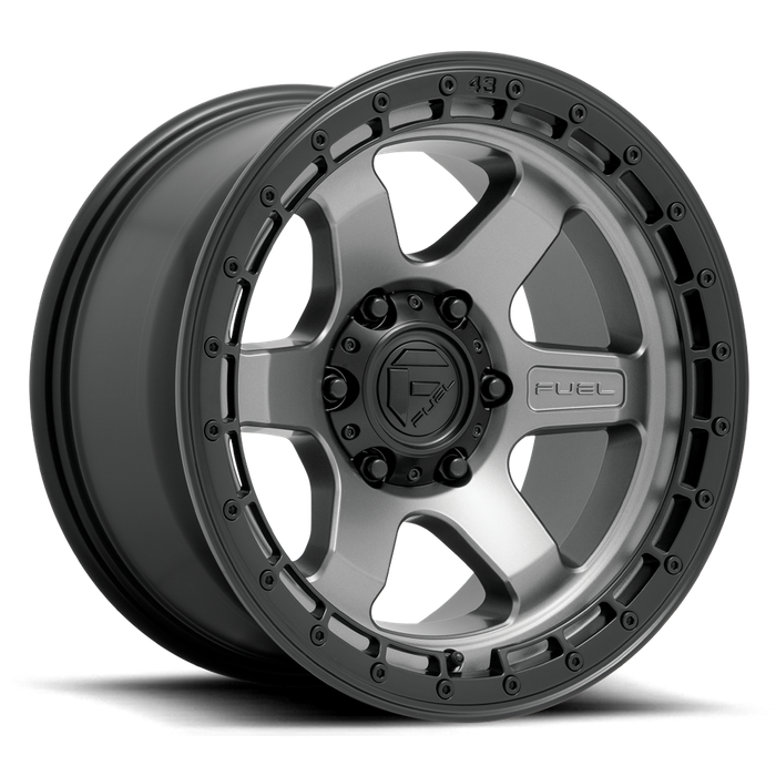Fuel 1PC D752 BLOCK 17X9 1 6X139.7/6X5.5 Matte Gunmetal With Black Ring