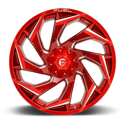 Fuel 1PC D754 REACTION 24X12 -44 8X180/8X7.1 Candy Red Milled