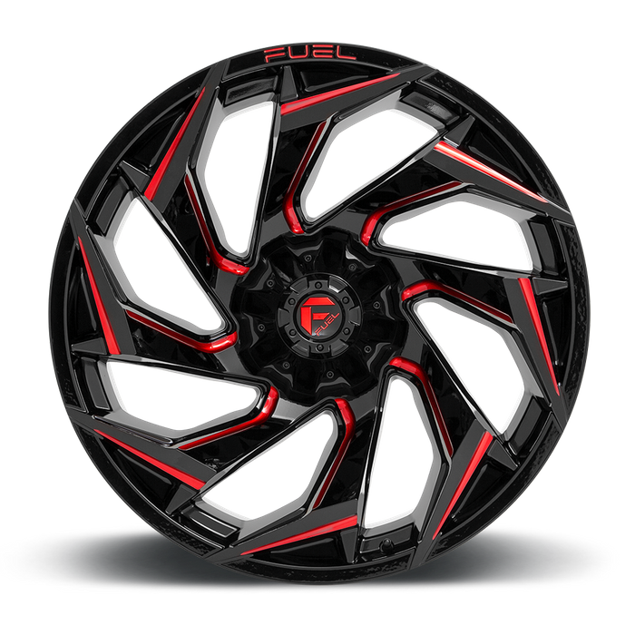 Fuel 1PC D755 REACTION 24X12 -44 8X170/8X6.7 Gloss Black Milled With Red Tint