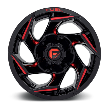 Fuel 1PC D755 REACTION 15X8 -18 5X114.3/5X120.65/5X4.5/4.75 Gloss Black Milled With Red Tint