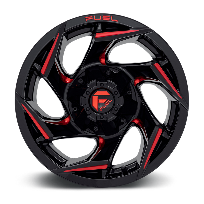 Fuel 1PC D755 REACTION 15X8 -18 5X114.3/5X120.65/5X4.5/4.75 Gloss Black Milled With Red Tint