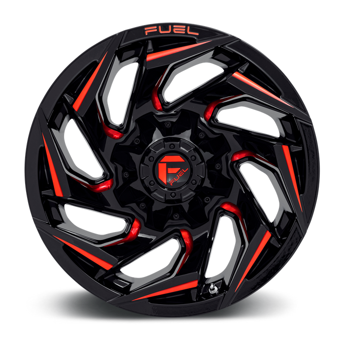 Fuel 1PC D755 REACTION 17X9 -12 5X114.3/5X127/5X4.5/5.0 Gloss Black Milled With Red Tint
