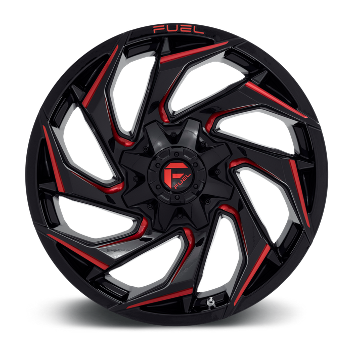 Fuel 1PC D755 REACTION 20X10 -18 8X180/8X7.1 Gloss Black Milled With Red Tint