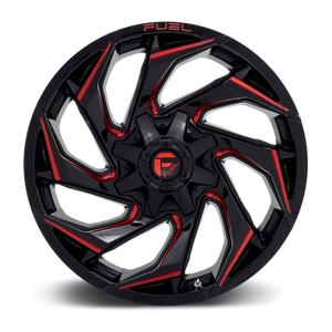 Fuel 1PC D755 REACTION 20X9 8 6X120/6X120 Gloss Black Milled With Red Tint