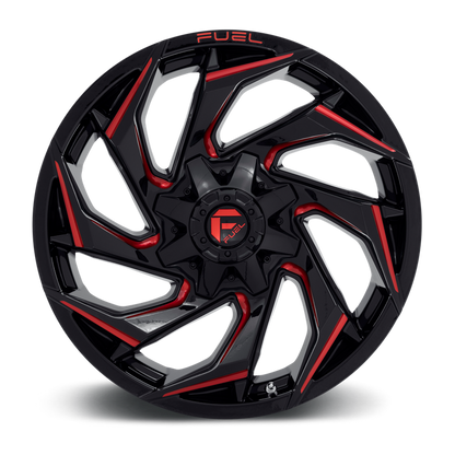 Fuel 1PC D755 REACTION 20X9 20 6X135/6X5.3/6X139.7/6X5.5 Gloss Black Milled With Red Tint