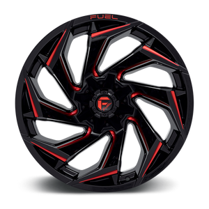 Fuel 1PC D755 REACTION 22X10 -18 8X180/8X7.1 Gloss Black Milled With Red Tint