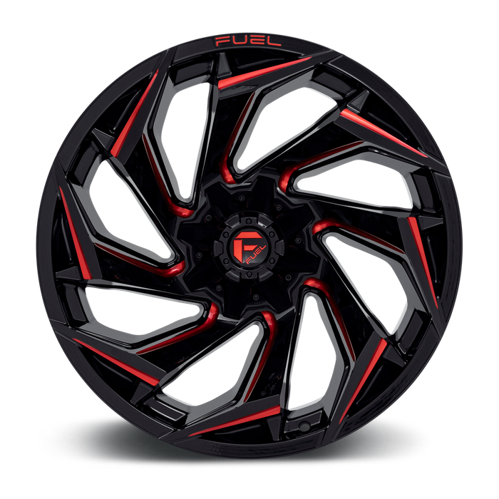 Fuel 1PC D755 REACTION 22X12 -44  8X170/8X6.7 Gloss Black Milled With Red Tint