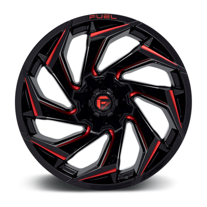 Fuel 1PC D755 REACTION 22X10 -18 5X114.3/5X127/5X4.5/5.0 Gloss Black Milled With Red Tint