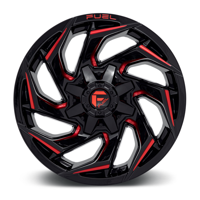 Fuel 1PC D755 REACTION 18X9 -12 8X165.1/8X6.5 Gloss Black Milled With Red Tint