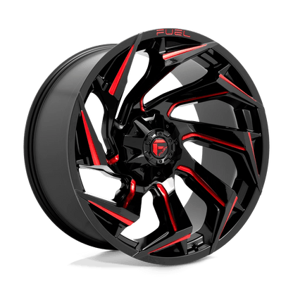 Fuel 1PC D755 REACTION 24X12 -44 8X180/8X7.1 Gloss Black Milled With Red Tint