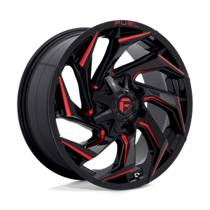 Fuel 1PC D755 REACTION 20X9 20 8X180/8X7.1 Gloss Black Milled With Red Tint
