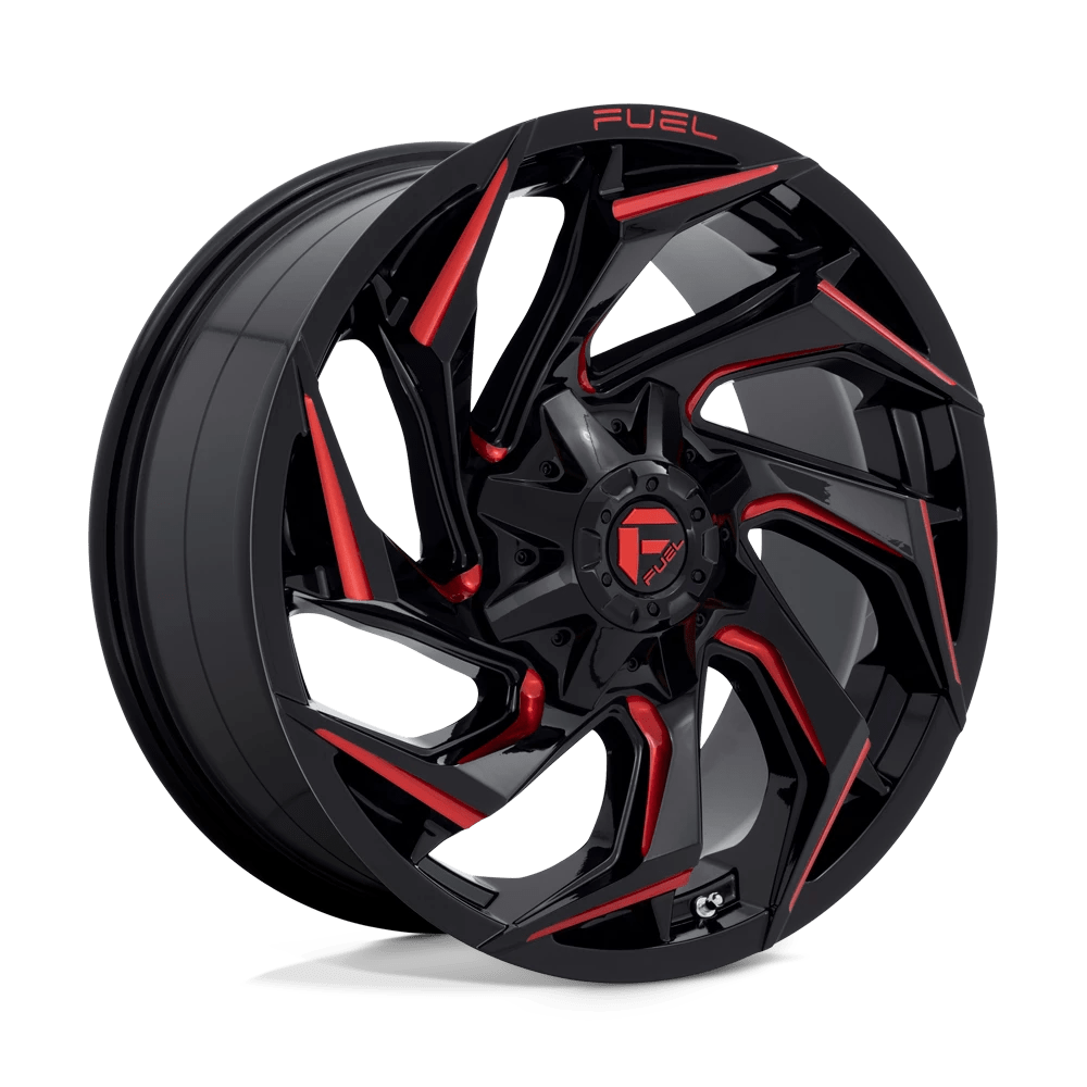 Fuel 1PC D755 REACTION 20X9 20 8X165.1/8X6.5 Gloss Black Milled With Red Tint
